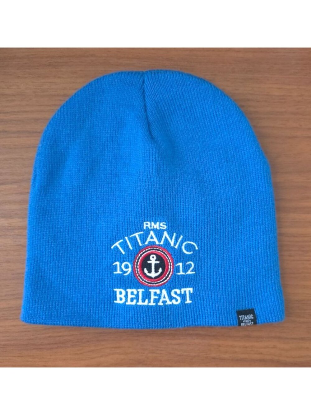 RMS Titanic Belfast 1912 Embroidered Blue Knit Beanie Hat